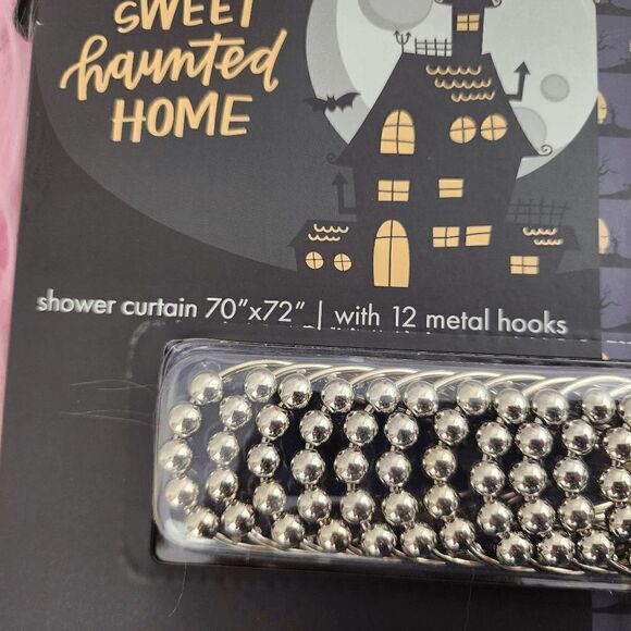 Home Sweet Hounted Home Shower Cutain with 12 Metal Hooks - Picture 5 of 6